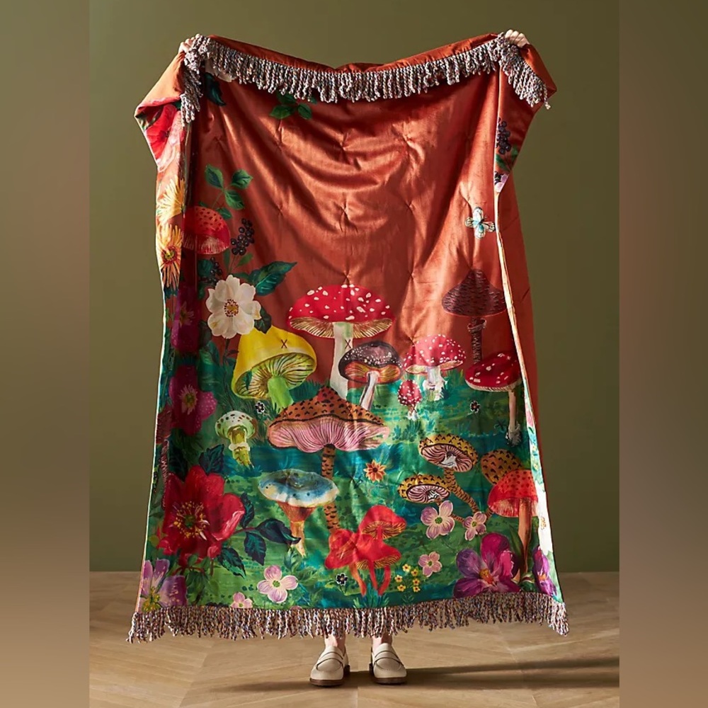 NWT Anthropologie Nathalie Lee Mushroom Throw